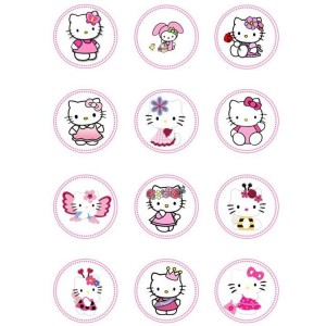 Hello Kitty Thema 4 Cupcake/Muffin Aufleger