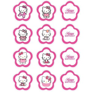 Hello Kitty Temalı Muffin Cupcake Kurabiye Resim Baskısı