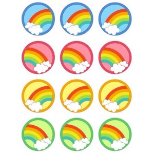 Regenbogen Thema Cupcake/Muffin Aufleger