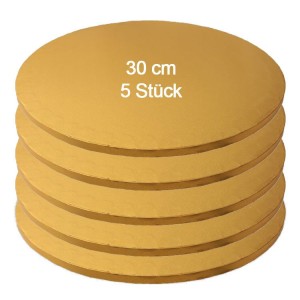 Tortenplatte / Cake Board Rund Gold 30 cm 5 Stück