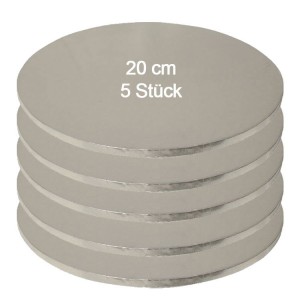 Tortenplatte / Cake Board Rund Silber 20 cm 5 Stück