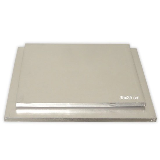 Tortenplatte / Cake Board Quadrat Silber 35x35 cm - KN109-0026 - Mytortenland