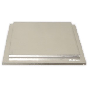 Tortenplatte / Cake Board Quadrat Silber 40x40 cm