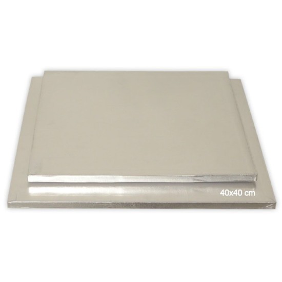 Tortenplatte / Cake Board Quadrat Silber 40x40 cm - KN1-0019 - Mytortenland