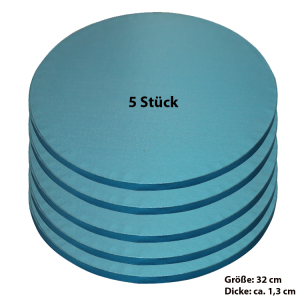 Tortenplatte / Cake Board Rund Blau 32 cm 5 Stück