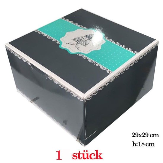 Tortenkarton / Torten Box 29x29x18 cm 1 stück - 29x29-K1-Ad - Mytortenland
