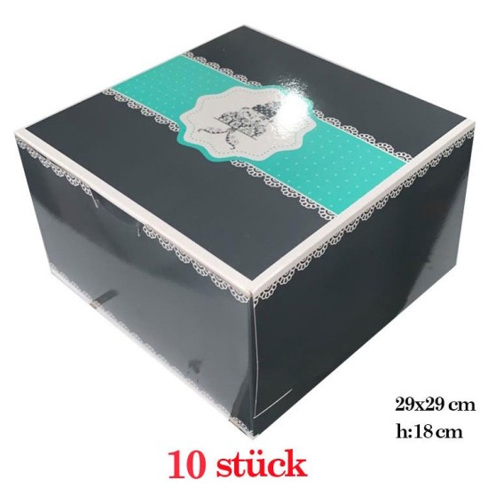 Tortenkarton / Torten Box 29x29x18 cm 10 stück - 29x29-K10A - Mytortenland