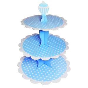 Blau mit Pünktchen Cupcake Ständer Muffins Törtchen Etagere