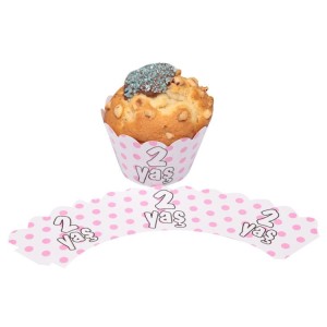 2 Yaş Temalı Pembe Puantiyeli Muffin Wrapper - Sunum Kabı