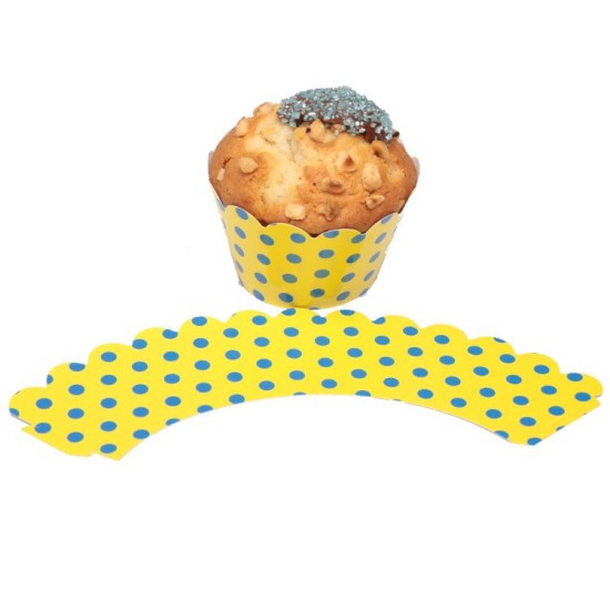 Sarı Mavi Puantiyeli (FenerBahçe) Muffin Wrapper - Sunum Kabı - H0021 - Mytortenland