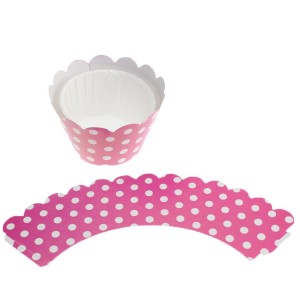 Muffin Hüllen cupcake Wrapper pink mit weißen Pünktchen