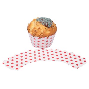 Beyaz Kırmızı Puantiyeli Muffin Wrapper - Sunum Kabı