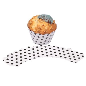 Beyaz Siyah Puantiyeli Muffin Wrapper - Sunum Kabı