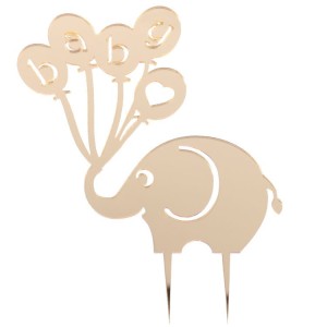 Elefant Baby Thema Cake Topper  Gold / Silber