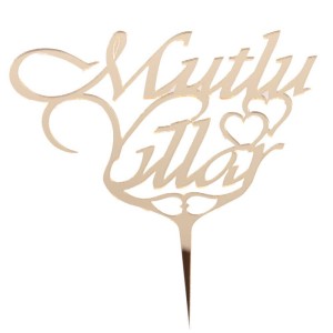 Mutlu yıllar Cake Topper Gold / Silber