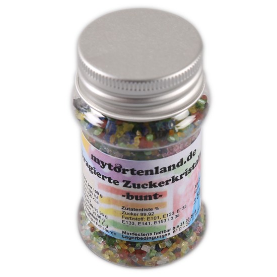 Dragierte Zuckerkristalle  Bunt 1-4 mm 50g - MY555 - Mytortenland