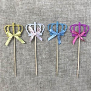 Cake Topper Glitzer Krone mit Schleifchen 