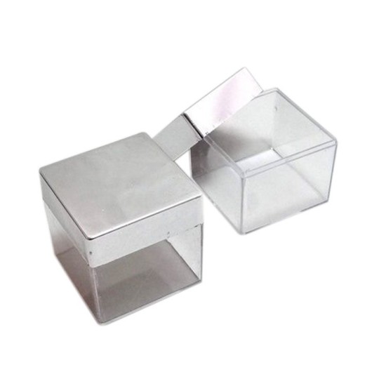 Geschenkbox / Plastik Box Mika Silber 12 stück - AG002 -
