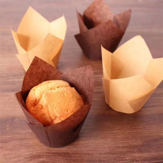 Muffin Tulpen Form Papier / Tulpen Muffinförmchen Beige 100 Stück - KN31 - Mytortenland