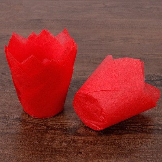 Muffin Tulpen Form Papier / Tulpen Muffinförmchen Rot 100 Stück - KN31 - Mytortenland