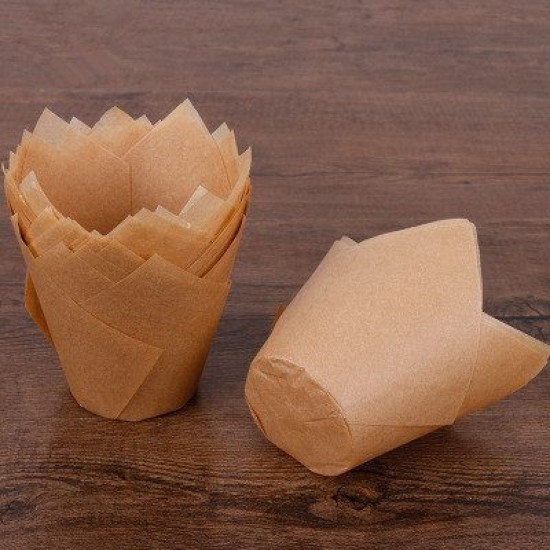 Muffin Tulpen Form Papier / Tulpen Muffinförmchen Beige 100 Stück - KN31 - Mytortenland