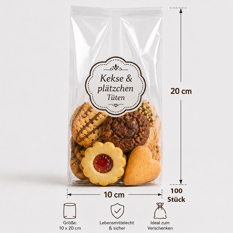 Mytortenland Keks- & Biskuitbeutel 10x20 cm – 100 Stück