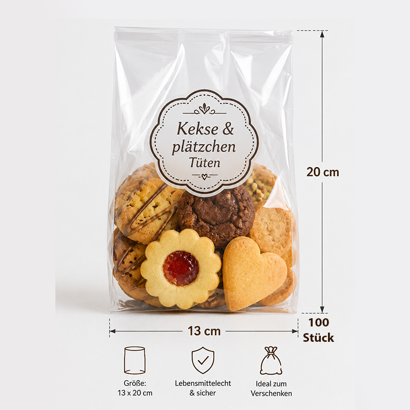 Mytortenland Keks- & Biskuitbeutel 13x20 cm – 100 Stück
