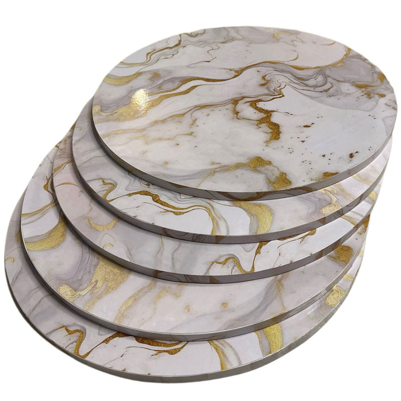 Tortenplatte / Cake Board - Exklusive Tortenplatten Marmor-Optik in Weiß - Gold 30 cm