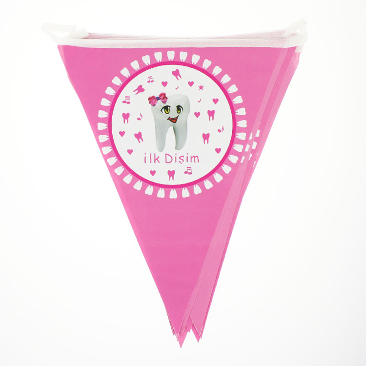 Erster Zahn Pink  Wimpelkette  1 stück