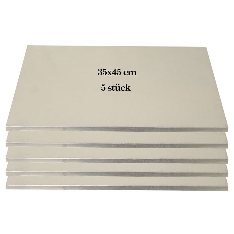 Tortenplatte / Cake Board Rechteck Silber 35x45 cm 5 stk.