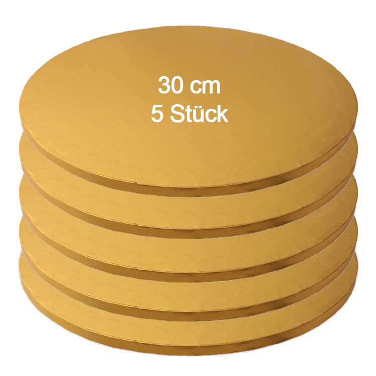 Tortenplatte / Cake Board Rund Gold 30 cm 5 Stück