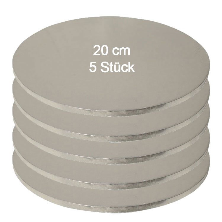 Tortenplatte / Cake Board Rund Silber 20 cm 5 Stück