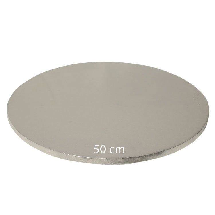 1,2 cm Cake Board | Tortenunterlage Rund Cakeboard | Karton Pappe | Kuchenplatte | Tortenplatte für Torten und Kuchen Silber 50 cm