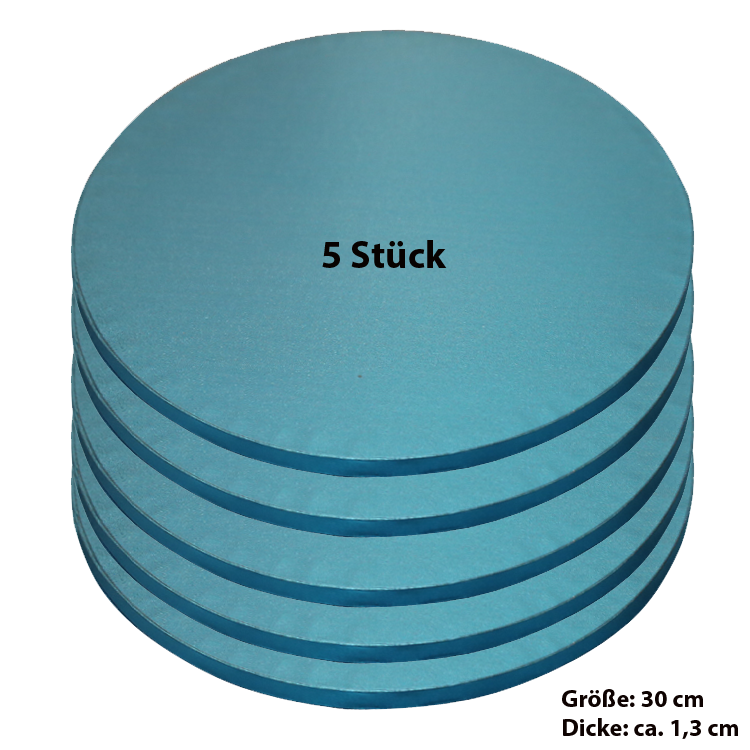 Tortenplatte / Cake Board Rund Blau 30 cm 5 Stück