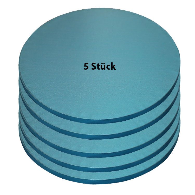 Tortenplatte / Cake Board Rund Blau 26 cm 5 Stück