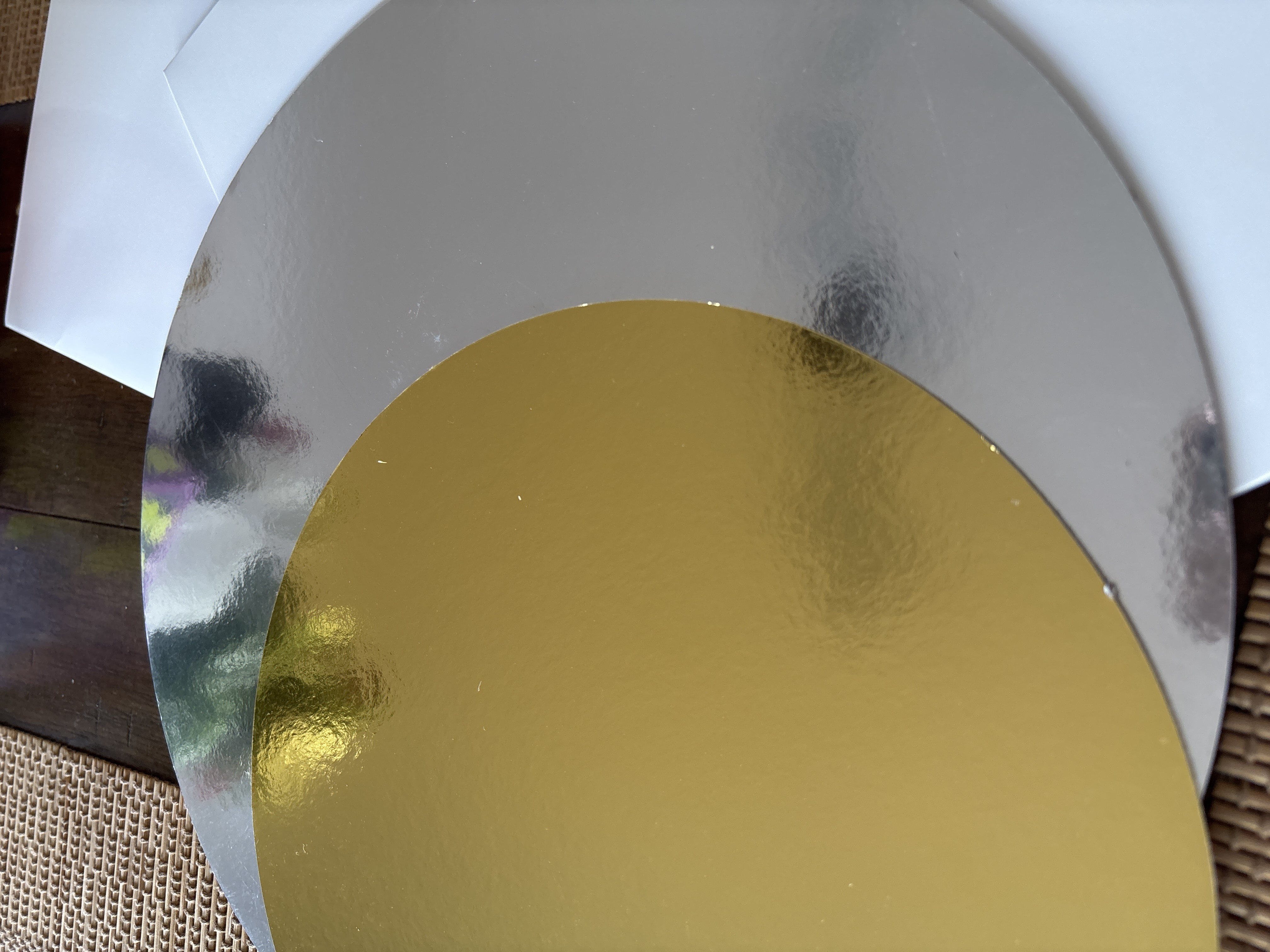 Tortenuntersetzer / Tortenunterlage Rund 2 seitig Gold & Silber - 30 cm - 10 Stück