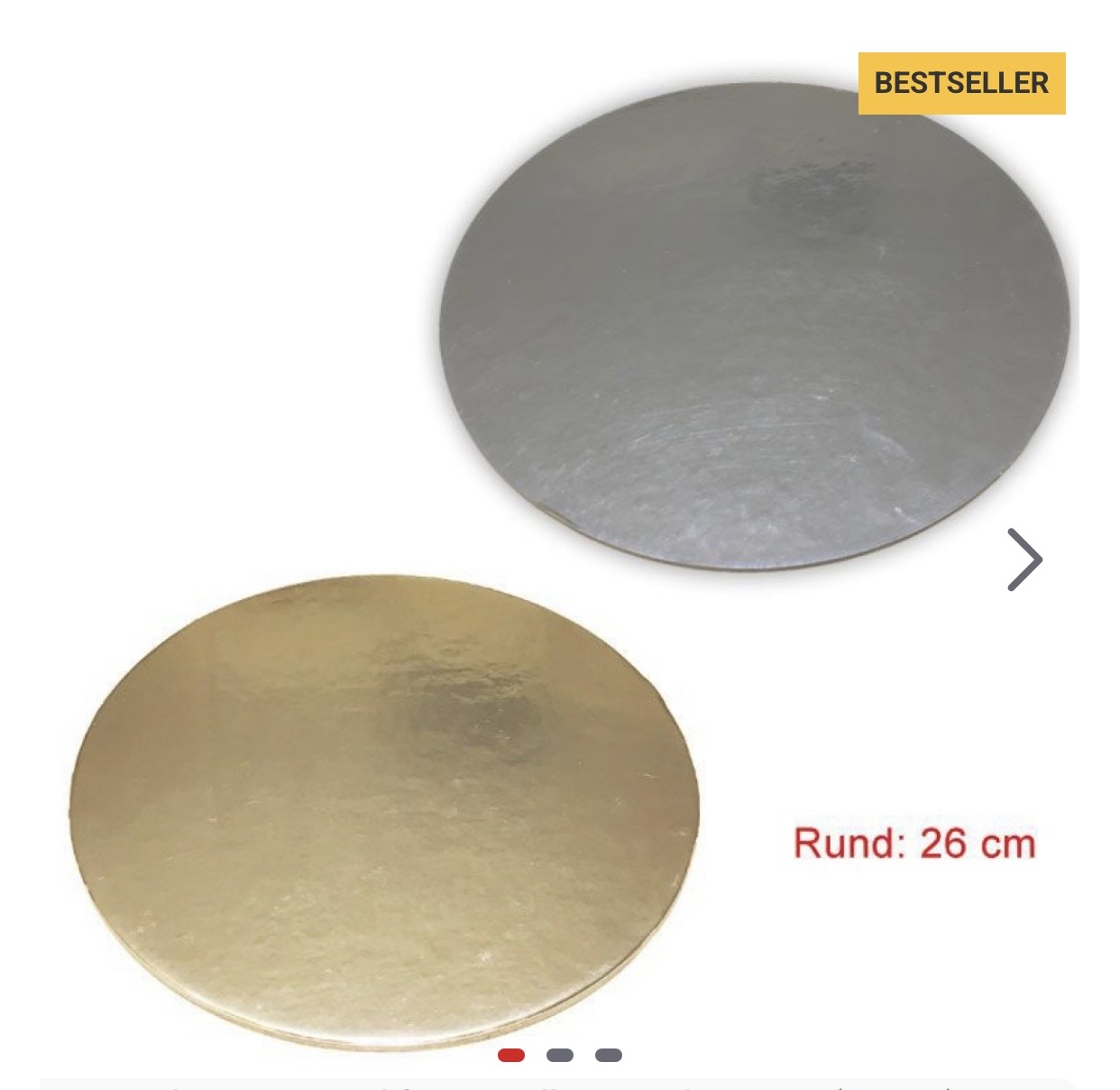 Tortenuntersetzer / Tortenunterlage Rund 2 seitig Gold & Silber - 20 cm - 10 Stück